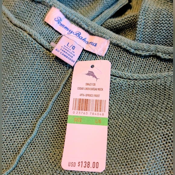 Tommy Bahama Cedar Linen Long-Sleeve Bateau-Neck Sweater Size Large - Picture 6 of 7